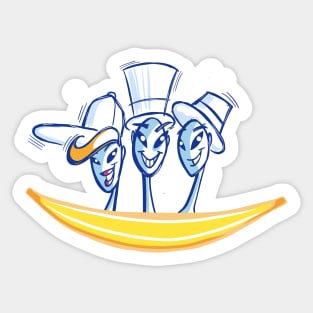 ET with white hats riding a banana Sticker